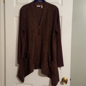 Lori Goldstein brown zip up sweater